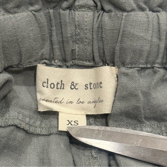 Cloth & Stone Slate Green 100% Linen Crop Drawstring Summer Pants Size XS - Picture 7 of 11
